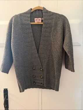 Gray Women’s Knit Cardigan Sweater with Button Detail